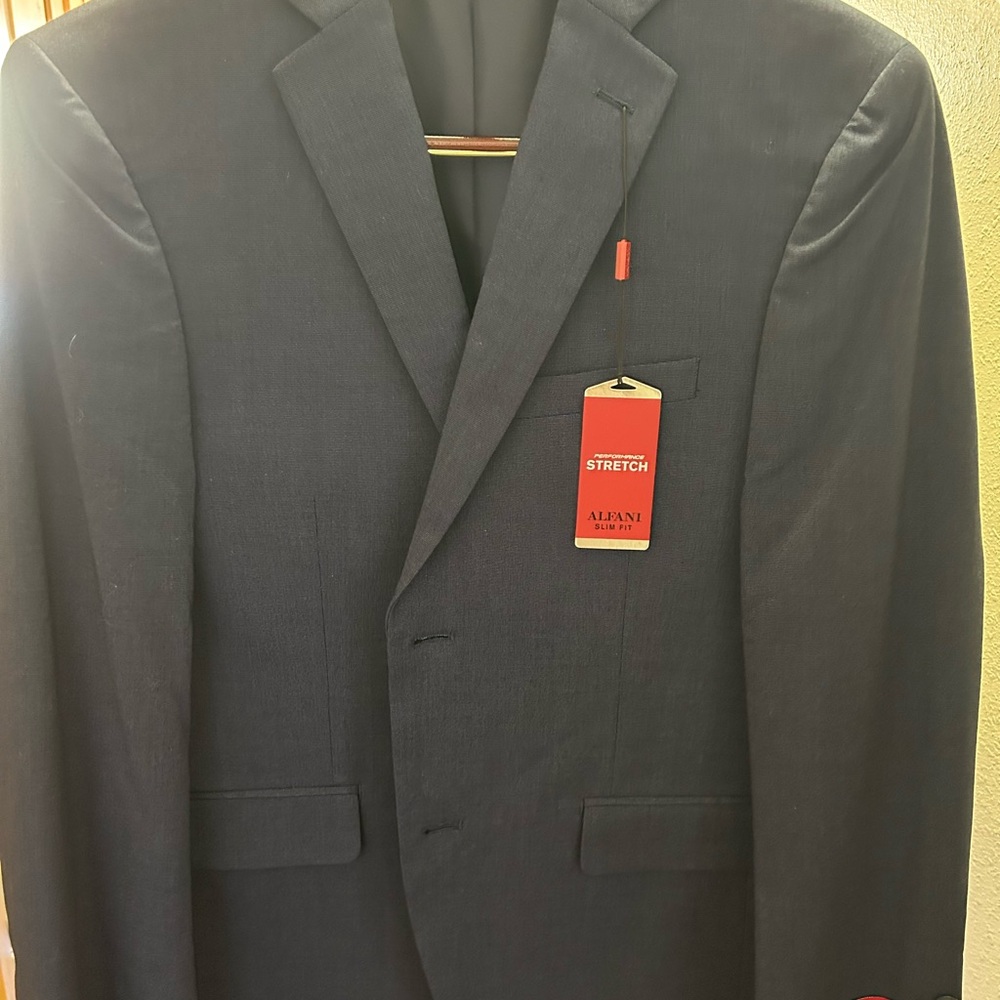 Men's Slim-Fit Stretch Solid Suit Jacket, medium blue, 36s